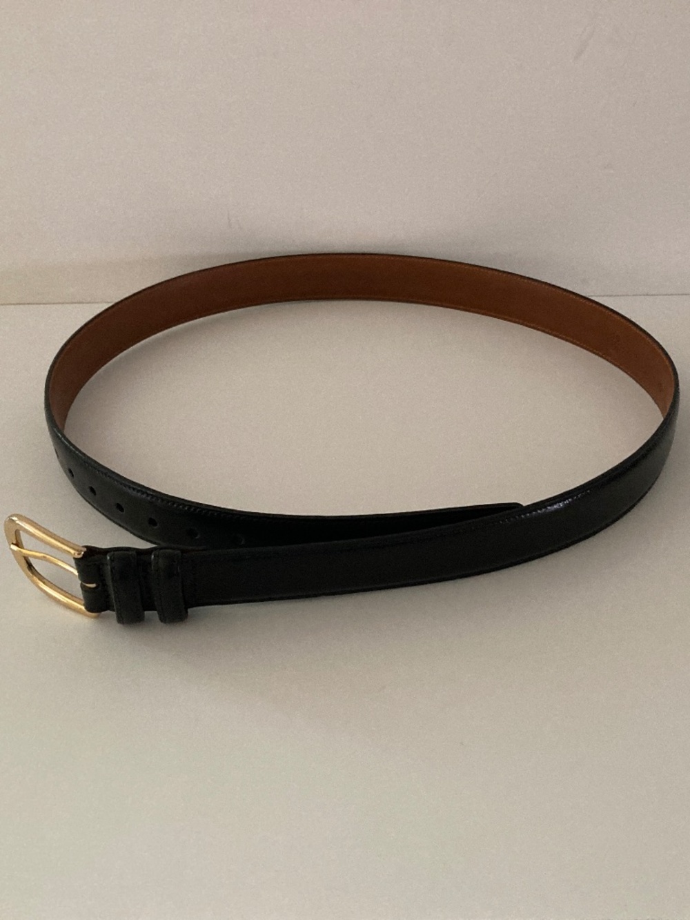 Trafalgar Women's/Men's Black Cortina Leather Dress Belt/Brass Buckle/36/NEW!